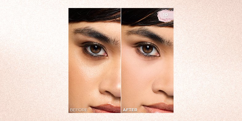 Woman with makeup after setting spray